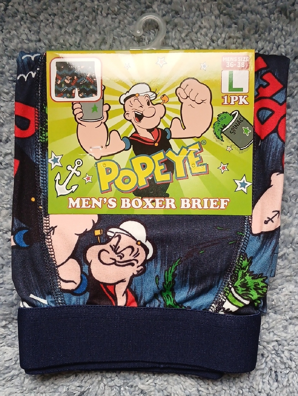 Men's POPEYE Boxer Briefs Navy Size Large 36-38 NWT